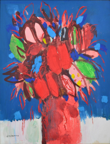 Fiori in vaso rosso, 1972